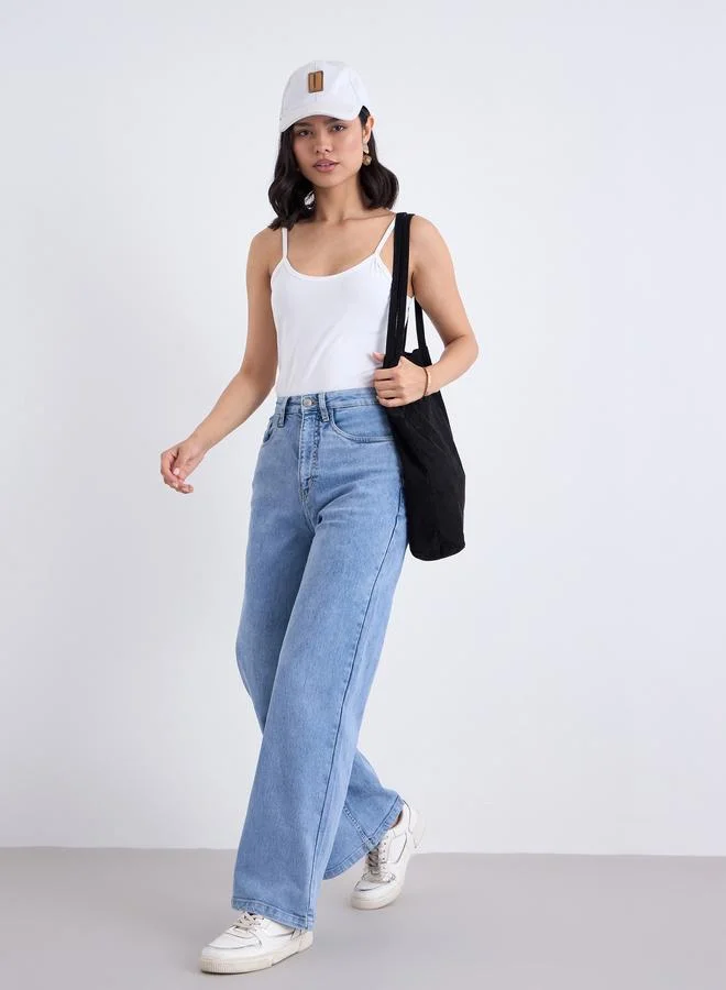 ستايلي جينز أرجل واسعة وخصر عالي